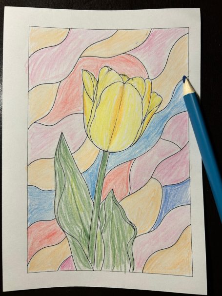 Glasgarten Tulpen – Antistress Ausmalbuch für Erwachsene